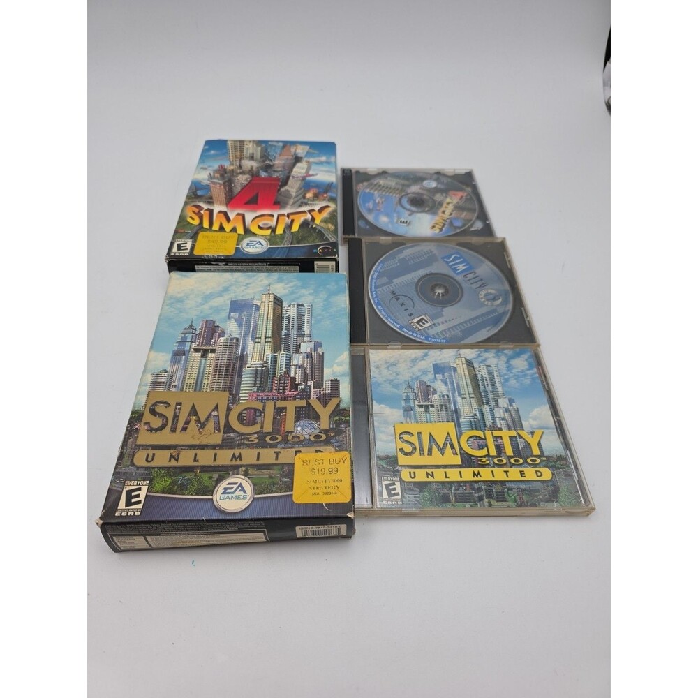 Vintage Lot Of 3 PC Sim City Games Classic 3000 & 4 Maxis Disc
